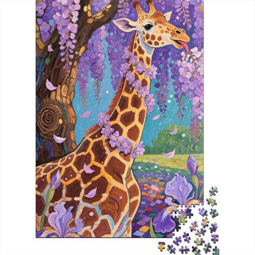 Giraffe Puzzle 1000 Teile Geschicklichkeitsspiel Rätsel Herausforderung Spielzeug Klassische Puzzlespiele Für Erwachsene Kinder Für Die Ganze Familie 1000pcs (75x50cm) von ZRHSADO