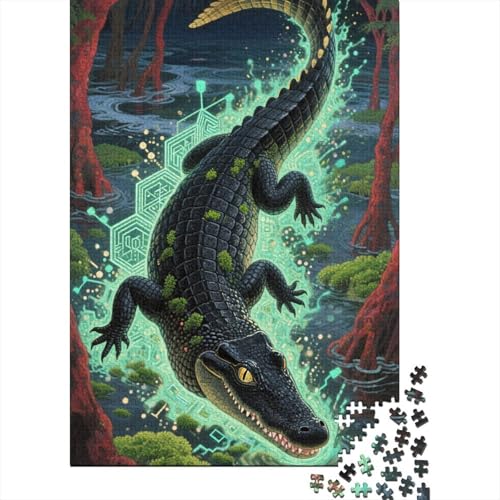 Krokodil Puzzle 1000 Teile Geschicklichkeitsspiel Rätsel Lernspiel Klassische Puzzlespiele Für Erwachsene Kinder Home Dekoration 1000pcs (75x50cm) von ZRHSADO