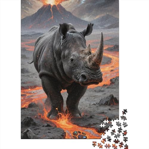 Rhinoceros 1000 Teile Puzzle Farbenfrohes Legespiel Rätsel Lernspiel Klassische Puzzlespiele Puzzles Für Erwachsene Für Die Ganze Familie 1000pcs (75x50cm) von ZRHSADO