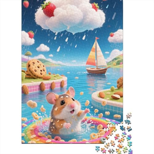 Roborovski Hamster 1000 Teile Puzzle Geschicklichkeitsspiel Rätsel Herausforderung Spielzeug Klassische Puzzlespiele Für Erwachsene Kinder Home Dekoration 1000pcs (75x50cm) von ZRHSADO