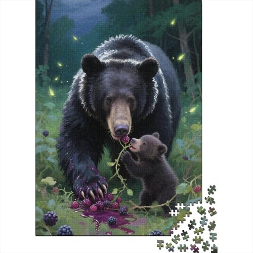 Schwarzer Bär 1000 Teile Puzzle Geschicklichkeitsspiel Rätsel Herausforderung Spielzeug Klassische Puzzlespiele Für Erwachsene Kinder Für Die Ganze Familie 1000pcs (75x50cm) von ZRHSADO
