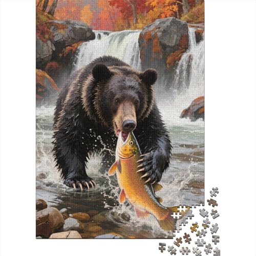 Schwarzer Bär Puzzle 1000 Teile Geschicklichkeitsspiel Rätsel Lernspiel Klassische Puzzlespiele Für Erwachsene Kinder Home Dekoration 1000pcs (75x50cm) von ZRHSADO