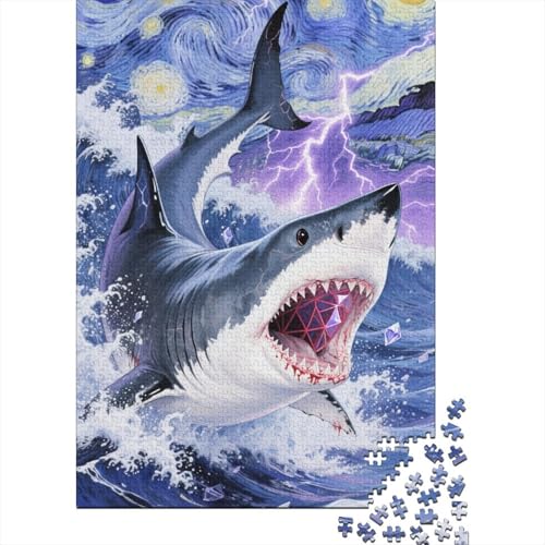 Shark 1000 Teile Puzzle Farbenfrohes Legespiel Rätsel Impossible Klassische Puzzlespiele Für Erwachsene Kinder Für Die Ganze Familie 1000pcs (75x50cm) von ZRHSADO
