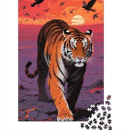 Tiger 1000 Teile Puzzle Geschicklichkeitsspiel Rätsel Herausforderung Spielzeug Klassische Puzzlespiele Für Erwachsene Kinder Home Dekoration 1000pcs (75x50cm) von ZRHSADO