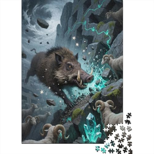 Wildschwein Puzzle 1000 Teile Geschicklichkeitsspiel Rätsel Lernspiel Klassische Puzzlespiele Für Erwachsene Kinder Home Dekoration 1000pcs (75x50cm) von ZRHSADO