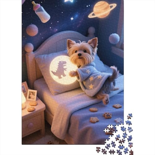 Yorkshire Terrier Puppy 1000 Teile Puzzle Geschicklichkeitsspiel Rätsel Impossible Klassische Puzzlespiele Für Erwachsene Kinder Für Die Ganze Familie 1000pcs (75x50cm) von ZRHSADO