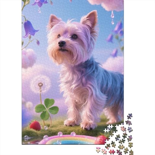 Yorkshire Terrier Puppy 1000 Teile Puzzle Geschicklichkeitsspiel Rätsel Pädagogisches Spiel Klassische Puzzlespiele Für Erwachsene Kinder Home Dekoration 1000pcs (75x50cm) von ZRHSADO