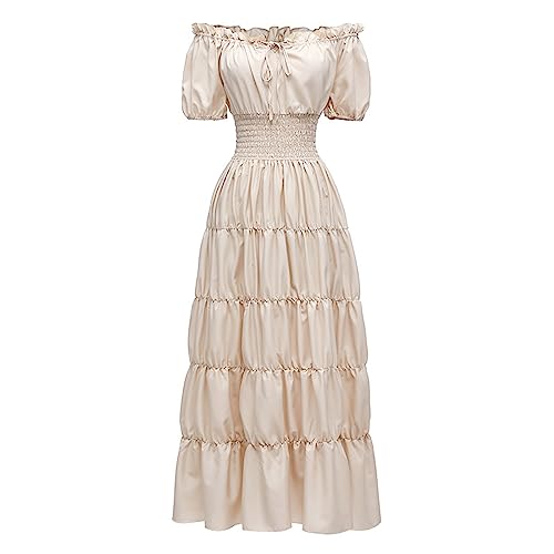 Mittelalter Kleidung Damen Lang Renaissance Kleid Kurzarm Halloween Kostüm Damen Mittelalter Kleid Korsett Schulterfrei Karneval Faschingskostüme Halloween Kostüm Frauen Mittelalterkleid Elegant von ZRYAZQ