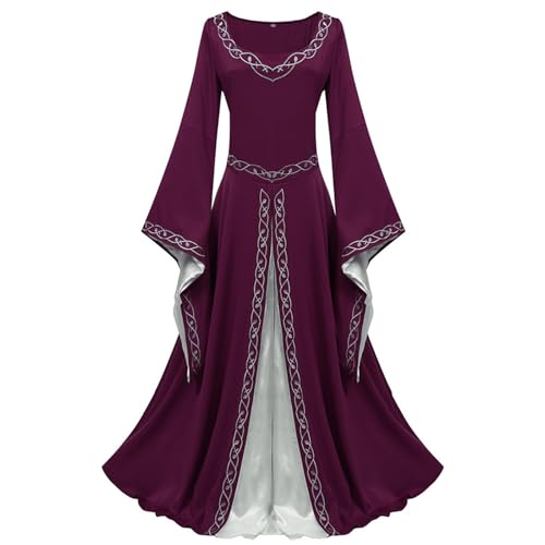 ZRYAZQ Mittelalter Kleidung Damen Kleid Lang Renaissance Halloween Mittelalter Kleid Damen Trompetenärmeln Halloween Kostüm Frauen Maxikleid Langarm Faschingskostüme Karneval Kostüme Mittelalterkleid ZRYAZQ Mittelalter Kleidung Damen Kleid Lang Renaissance Halloween Mittelalter Kleid Damen Trompetenärmeln Halloween Kostüm Frauen Maxikleid Langarm Faschingskostüme Karneval Kostüme Mittelalterkleid von ZRYAZQ