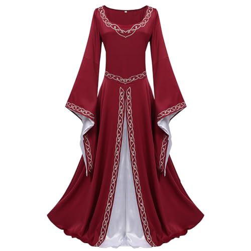 ZRYAZQ Mittelalter Kleidung Damen Kleid Lang Renaissance Halloween Mittelalter Kleid Damen Trompetenärmeln Halloween Kostüm Frauen Maxikleid Langarm Faschingskostüme Karneval Kostüme Mittelalterkleid ZRYAZQ Mittelalter Kleidung Damen Kleid Lang Renaissance Halloween Mittelalter Kleid Damen Trompetenärmeln Halloween Kostüm Frauen Maxikleid Langarm Faschingskostüme Karneval Kostüme Mittelalterkleid von ZRYAZQ