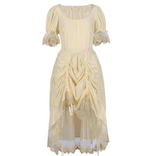 ZRYAZQ Mittelalter Kleidung Damen Kleid Renaissance Vintage Gothic Kleid Damen Lang Plissee Mittelalter Halloween Kostüm Mittelalterkleid Elegant mit Spitze Karneval Faschingskostüme für Frauen von ZRYAZQ