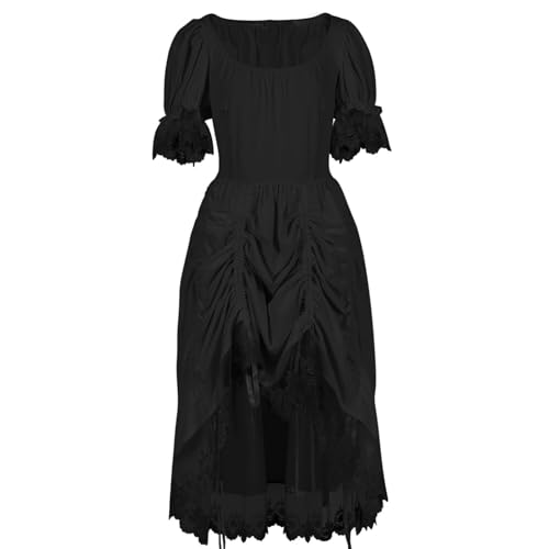 ZRYAZQ Mittelalter Kleidung Damen Kleid Renaissance Vintage Gothic Kleid Damen Lang Plissee Mittelalter Halloween Kostüm Mittelalterkleid Elegant mit Spitze Karneval Faschingskostüme für Frauen von ZRYAZQ