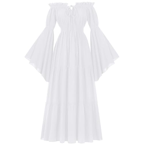 ZRYAZQ Mittelalter Kleidung Damen Kleid Renaissance Vintage Halloween Kleid Damen Mittelalter Lang Korsett Halloween Kostüm für Frauen Mittelalterkleid Langarm Off Shoulder Karneval Faschingskostüme von ZRYAZQ