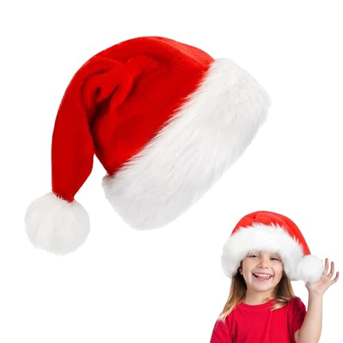 ZSYIULIA Weihnachtsmütze, 28 x 38 cm, klassische Weihnachtsmütze, Samt, Plüsch, Weihnachtsmannmütze, unisex, Weihnachtsmannmütze, Weihnachtsmütze, Weihnachtsmütze, Weihnachtsmütze, für Kinder, von ZSYIULIA