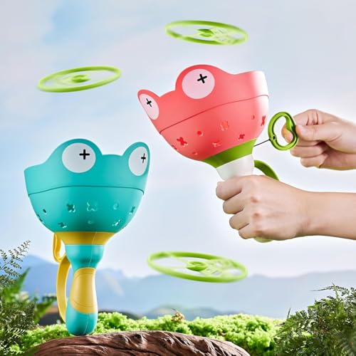 ZStarlite Outdoor Spielzeug ab 3-10 Jahre Junge Mädchen,Gartenspielzeug FüR Kinder Ab 3-8 Jahre,Fliegende Untertasse Launcher, 2 Launchers und 24 Discs,Propeller Spielzeug Kinder ab 3 4 5 6 7 8 Jahre von ZStarlite