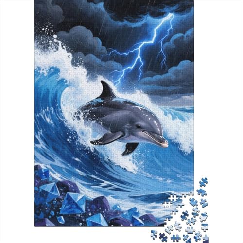 Delfin Puzzle 1000 Teiles Rderndes R?tsel Für Erwachsene Lernspiel Herausforderung Spielzeug Geschenke Für Frauen1000pcs (75x50cm) von ZTASBNT