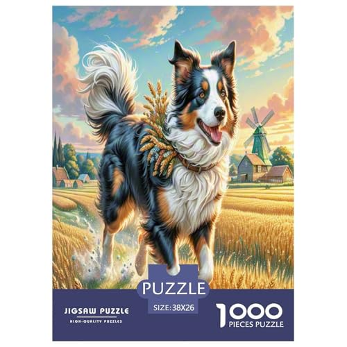 Der Border Collie Puzzle 1000 Teile Schwer Puzzle Spielzeug Lernspiel Impossible Herausforderungsspielzeug Für Erwachsene Und Kinder in Bewährter 38x26cm/1000pcs von ZTASBNT