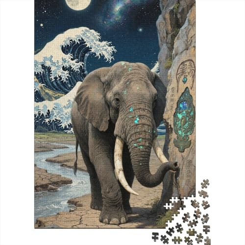 Elefant Puzzle 1000 Teiles Rderndes R?tsel Für Erwachsene Kinder Lernspiel Herausforderung Spielzeug Geschenke Für M?nner1000pcs (75x50cm) von ZTASBNT