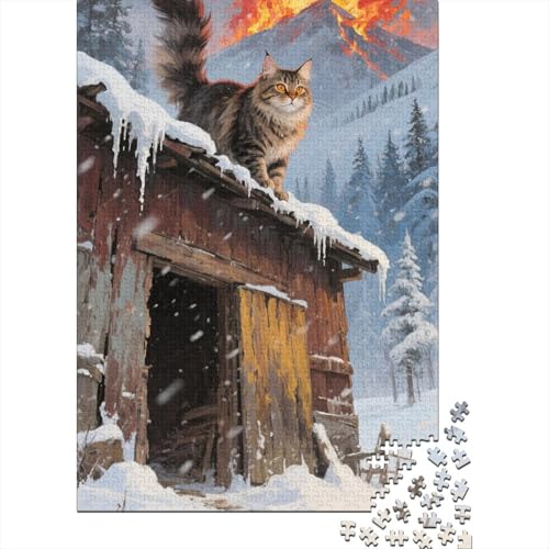 Maine Coon Puzzle 1000 Teile Rderndes R?tsel Für Erwachsene Kinder P?dagogisches Spiel Herausforderung Spielzeug Geschenke Für M?nner1000pcs (75x50cm) von ZTASBNT