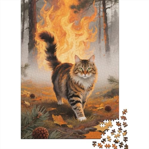 Norwegischer Waldkatze Puzzle 1000 Teiles Rderndes R?tsel Für Erwachsene Kinder P?dagogisches Spiel Herausforderung Spielzeug Geschenke Für Frauen1000pcs (75x50cm) von ZTASBNT