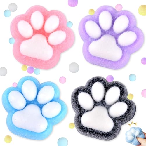 Squishy Cat Paw, 4 Stück Katzenpfoten Squishy, Cat Paw Squeeze Toy, Taba Squishy, Fufu Squishy für Stressabbau, Süße Katzenpfoten Stressabbau Fidget Toys für Kinder und Erwachsene (A) von ZTBFHLZQ