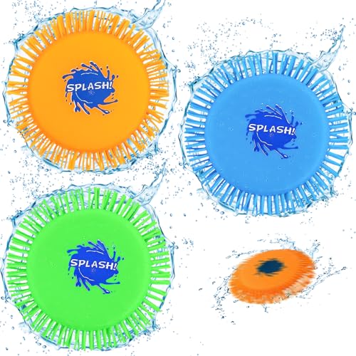 Wasser Frisbee, 3 Stück Wasserfrisby Soft, Wasser-Wurfscheibe aus Schaumstoff und Silikon, urchmesser 12cm, Wasserspielzeug in Knalligen Farben(Grün, Blau, Orange) von ZTBFHLZQ