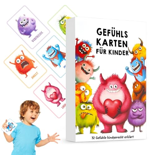ZTBFHLZQ Gefühlskarten für Kinder, Emotional Cards for Children, 32 emotionskarten + ERKLÄRTEXTE, Card Game for Emotional Children, for Nursery & Primary School, Promote Social-Emotional Development ZTBFHLZQ Gefühlskarten für Kinder, Emotional Cards for Children, 32 emotionskarten + ERKLÄRTEXTE, Card Game for Emotional Children, for Nursery & Primary School, Promote Social-Emotional Development von ZTBFHLZQ
