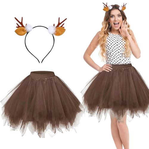 ZTBFHLZQ Haarreif Rentier mit Tüllrock, Rentier Kostüm Damen Karneval Reh Kostüm Damen Rentier Haarreif Und Tüllrock Braun Damen Geweih Kostüm, Für Karneval Fasching Cosplay Halloween ZTBFHLZQ Haarreif Rentier mit Tüllrock, Rentier Kostüm Damen Karneval Reh Kostüm Damen Rentier Haarreif Und Tüllrock Braun Damen Geweih Kostüm, Für Karneval Fasching Cosplay Halloween von ZTBFHLZQ