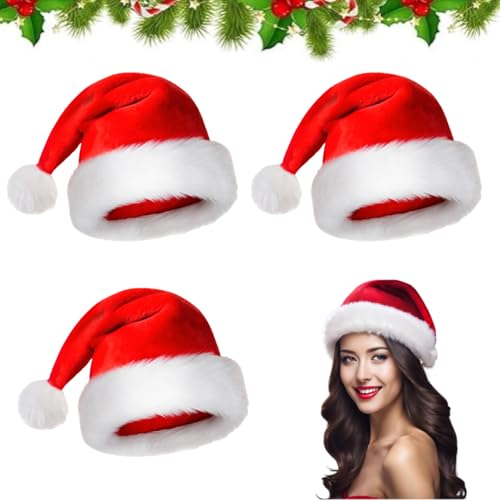 ZTBFHLZQ 3 Pcs Weihnachtsmützen Erwachsene, Nikolausmütze Erwachsene, Nikolausmützen für Erwachsene, Weihnachtsmütze, Nikolausmütze, Santa Mütze ZTBFHLZQ 3 Pcs Weihnachtsmützen Erwachsene, Nikolausmütze Erwachsene, Nikolausmützen für Erwachsene, Weihnachtsmütze, Nikolausmütze, Santa Mütze von ZTBFHLZQ