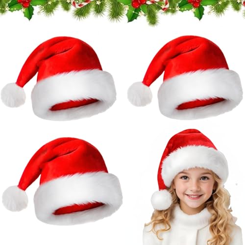 ZTBFHLZQ 3 Pcs Kinder Weihnachtsmütze, Baby Weihnachtsmütze, Weihnachtsmütze, Nikolausmütze, Weihnachtsmann Mütze, Bequemes Dicker Nikolaus Mütze ZTBFHLZQ 3 Pcs Kinder Weihnachtsmütze, Baby Weihnachtsmütze, Weihnachtsmütze, Nikolausmütze, Weihnachtsmann Mütze, Bequemes Dicker Nikolaus Mütze von ZTBFHLZQ