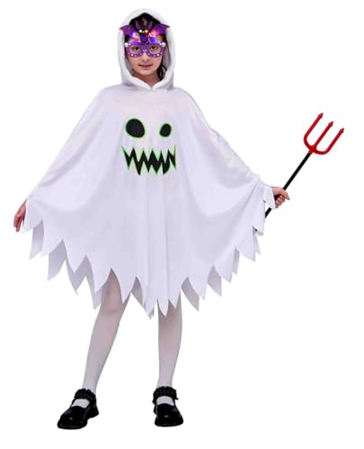 ZUCOS Geister Weiß Umhang Halloween-Kostüm für Kinder Gruseliges Süßes oder Saures mit Handtasche Im Dunkeln leuchten 3-4 Jahre ZUCOS Geister Weiß Umhang Halloween-Kostüm für Kinder Gruseliges Süßes oder Saures mit Handtasche Im Dunkeln leuchten 3-4 Jahre von ZUCOS