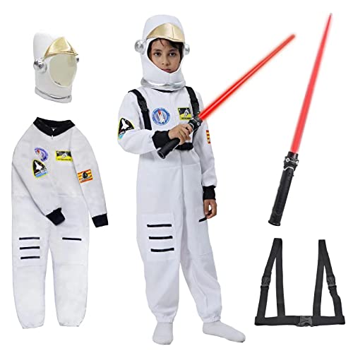 ZUCOS Jungen Astronaut Kostüm Kinder Rollenspiel Weltraum Pilot Overall Kleinkind Halloween Geburtstag Weihnachten (3-4 Jahre) von ZUCOS