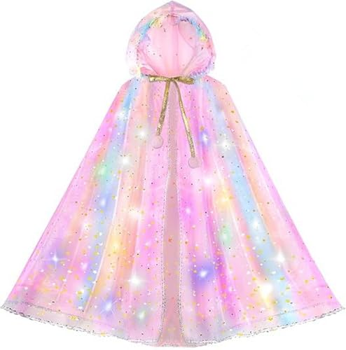 ZUCOS Prinzessin Dress up für Mädchen, Licht bis Cape Spielzeug Kit, Cosplay Kostüm Geburtstag Geschenk für Kleinkinder 3-8 (Regenbogen) von ZUCOS