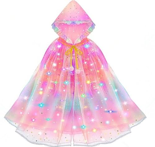 ZUCOS Prinzessin Dress up für Mädchen, Licht bis Cape Spielzeug Kit, Cosplay Kostüm Geburtstag Geschenk für Kleinkinder 3-8 (Rosa) von ZUCOS