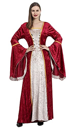 ZUCOS Renaissance Kostüm Frauen Mittelalterliches Kleid mit Trompetenärmel Gotisch Maxikleid Karneval Halloween Party ZUCOS Renaissance Kostüm Frauen Mittelalterliches Kleid mit Trompetenärmel Gotisch Maxikleid Karneval Halloween Party von ZUCOS