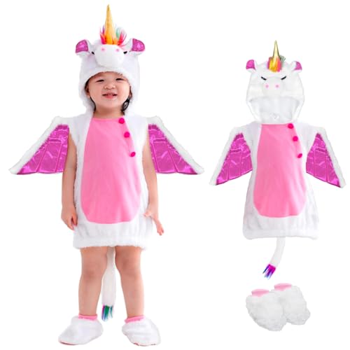 ZUCOS Unisex Baby Ein Stück Kostüm Bodysuit Säugling Kleinkind Strampler Cosplay Jumpsuit (6-12 Monate, Einhorn) von ZUCOS