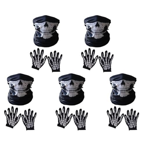 ZUHEGELA Halloween Maske Scary Skull Chin Maske Skeleton Ghost Hand Schuhe für Performances, Partys, Dress Up, Festivals (15 Stück/Set) von ZUHEGELA