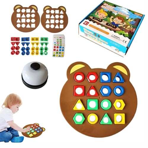 Hailoyearn Shape Matching Game,Formanpassung Spiel Farbsensorisches Lernspielzeug, Holz Puzzle mit Steckpuzzle & Farben Lernen Sensorik Spielzeug,Montessori Toys Holz-Sortierspielzeug (With Bell) von ZUICC