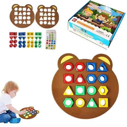 Hailoyearn Shape Matching Game,Formanpassung Spiel Farbsensorisches Lernspielzeug, Holz Puzzle mit Steckpuzzle & Farben Lernen Sensorik Spielzeug,Montessori Toys Holz-Sortierspielzeug (Without Bell) von ZUICC