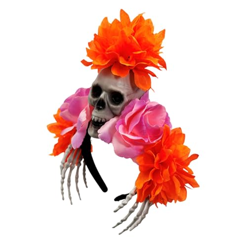 ZUJIABAO Harz-Haarreif mit Totenkopf-Blume, Haarstyling-Zubehör mit weicher Polsterung, für Halloween-Festlichkeiten und Bühnenauftritte, Totenkopf-Haarband für Themenpartys ZUJIABAO Harz-Haarreif mit Totenkopf-Blume, Haarstyling-Zubehör mit weicher Polsterung, für Halloween-Festlichkeiten und Bühnenauftritte, Totenkopf-Haarband für Themenpartys von ZUJIABAO