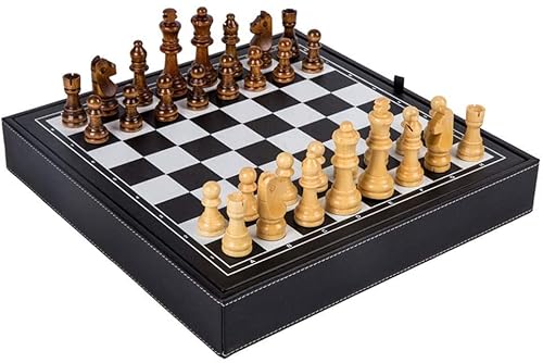 ZUMAHA Nützliches Schach aus Massivholz Handgemachte Schachset Rutschfest Schachfiguren aus natürlichem Massivholz Schachbrett Indoor Storage Schachbrett Robuste Geburtstagsgeschenke von ZUMAHA