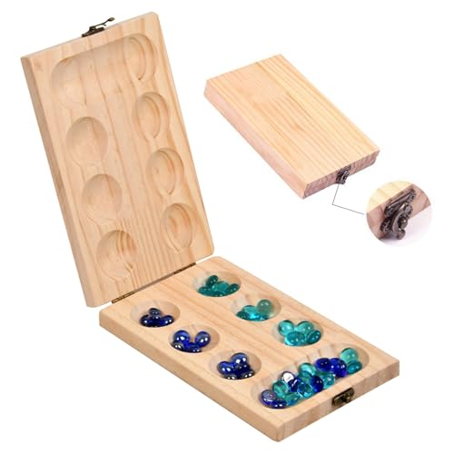 ZUNIPLEX Kalaha Spiel,Steinchenspiel Holz mit Steinen,Mancala,Hus Spiel,Edelsteinspiel für Kinder,Strategiespiele Kinder,Faltbares Holzbrett und schöne Bunte Steine ZUNIPLEX Kalaha Spiel,Steinchenspiel Holz mit Steinen,Mancala,Hus Spiel,Edelsteinspiel für Kinder,Strategiespiele Kinder,Faltbares Holzbrett und schöne Bunte Steine von ZUNIPLEX