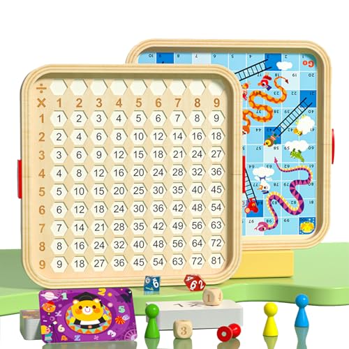ZUNIPLEX Multiplikationsbrett & Schlangen und Leitern 2-in-1,1x1 Lernen Spiel für Grundschüler,Montessori-Mathe-Spiel aus Holz,Rechenspiel für Kinder von 7-10 Jahren ZUNIPLEX Multiplikationsbrett & Schlangen und Leitern 2-in-1,1x1 Lernen Spiel für Grundschüler,Montessori-Mathe-Spiel aus Holz,Rechenspiel für Kinder von 7-10 Jahren von ZUNIPLEX