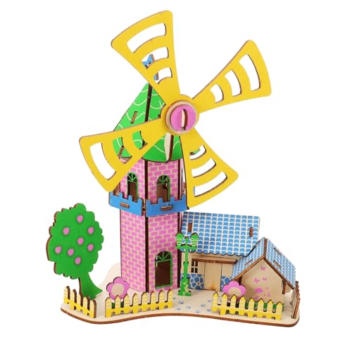 ZUNOXAZ 1 Satz Holzpuzzle Windmühlenhaus DIY Bausatz aus Holz Kreatives Modell für Fördert Kreativität und Räumliches für von ZUNOXAZ