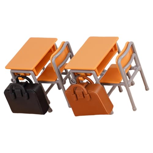 ZUNOXAZ 1 Satz Miniatur Schulmöbel für Puppenhaus Tische Stühle Rucksäcke Realistische Klassenzimmer Dekoration für Puppenhaus Zubehör und Spielzeugmöbel von ZUNOXAZ