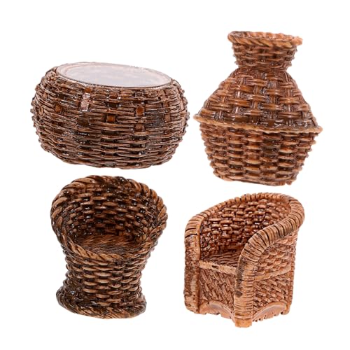 ZUNOXAZ 1 Satz Miniaturmöbel für Puppenhäuser Teiliges Resin Modell Großer Wickerstuhl Kleiner Wickerstuhl Bambusbehälter Fischkorb Realistische Dekoration für DIY Mikro Landschaften und ZUNOXAZ 1 Satz Miniaturmöbel für Puppenhäuser Teiliges Resin Modell Großer Wickerstuhl Kleiner Wickerstuhl Bambusbehälter Fischkorb Realistische Dekoration für DIY Mikro Landschaften und von ZUNOXAZ