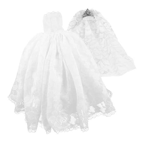 ZUNOXAZ 1 Satz Puppenhochzeitskleid Klein Die Miniaturen Party Fee Für Realistisch Dolly Material Prinzessin Braut Heiraten Traditionell Wiedergeboren Kompaktes Puppenkostüm Polyester Weiß von ZUNOXAZ