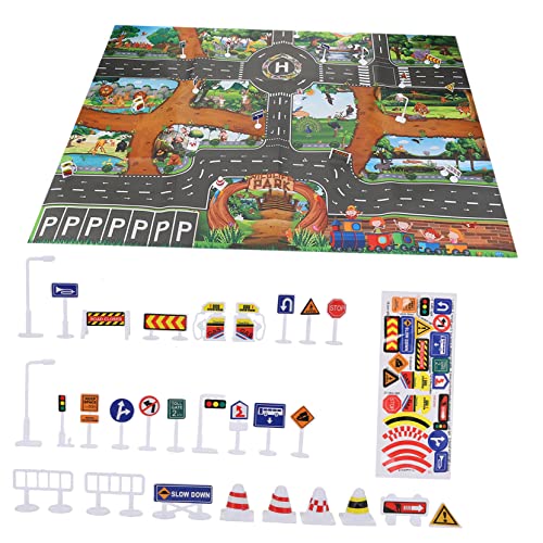 ZUNOXAZ 1 Satz Traffic Parking Spielmatte für Interaktives Lernspielzeug mit Verkehrsschildern Langlebigem Material Fördert Kreatives für Drinnen und Draußen Perfektes von ZUNOXAZ