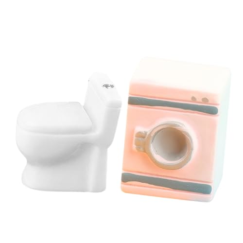 ZUNOXAZ 1 Satz Waschmaschine und Toilette für Puppenhaus Teiliges Dekorationszubehör aus Resin für Realistische Hausgestaltung für DIY Projekte und Gartenaccessoires von ZUNOXAZ