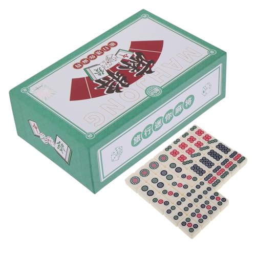 ZUNOXAZ 1 Schachtel Mini Mahjong Set Tragbar Handgerollte Spielsteine Komfortabel für Zuhause und Reisen Robustes Material Interaktives Mahjong Spiel für Familie und Freunde Kompakt und von ZUNOXAZ